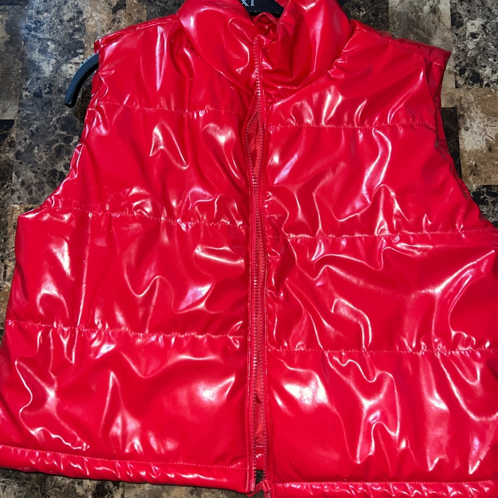 Shiny Red Puffer Vest - Picture 3 of 6